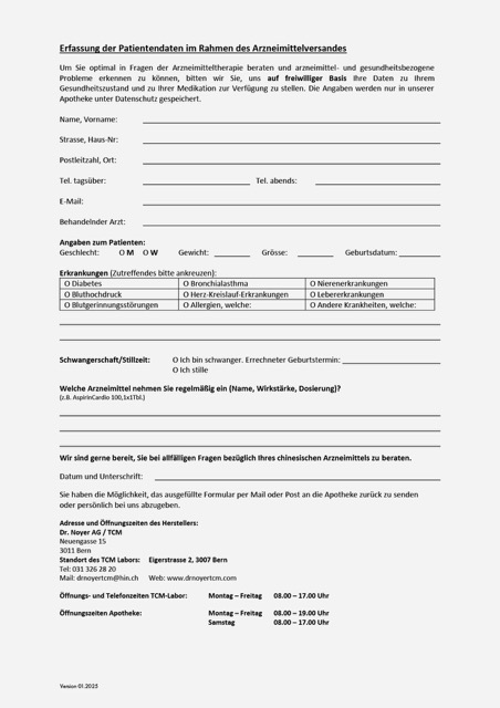 Patientendatenblatt